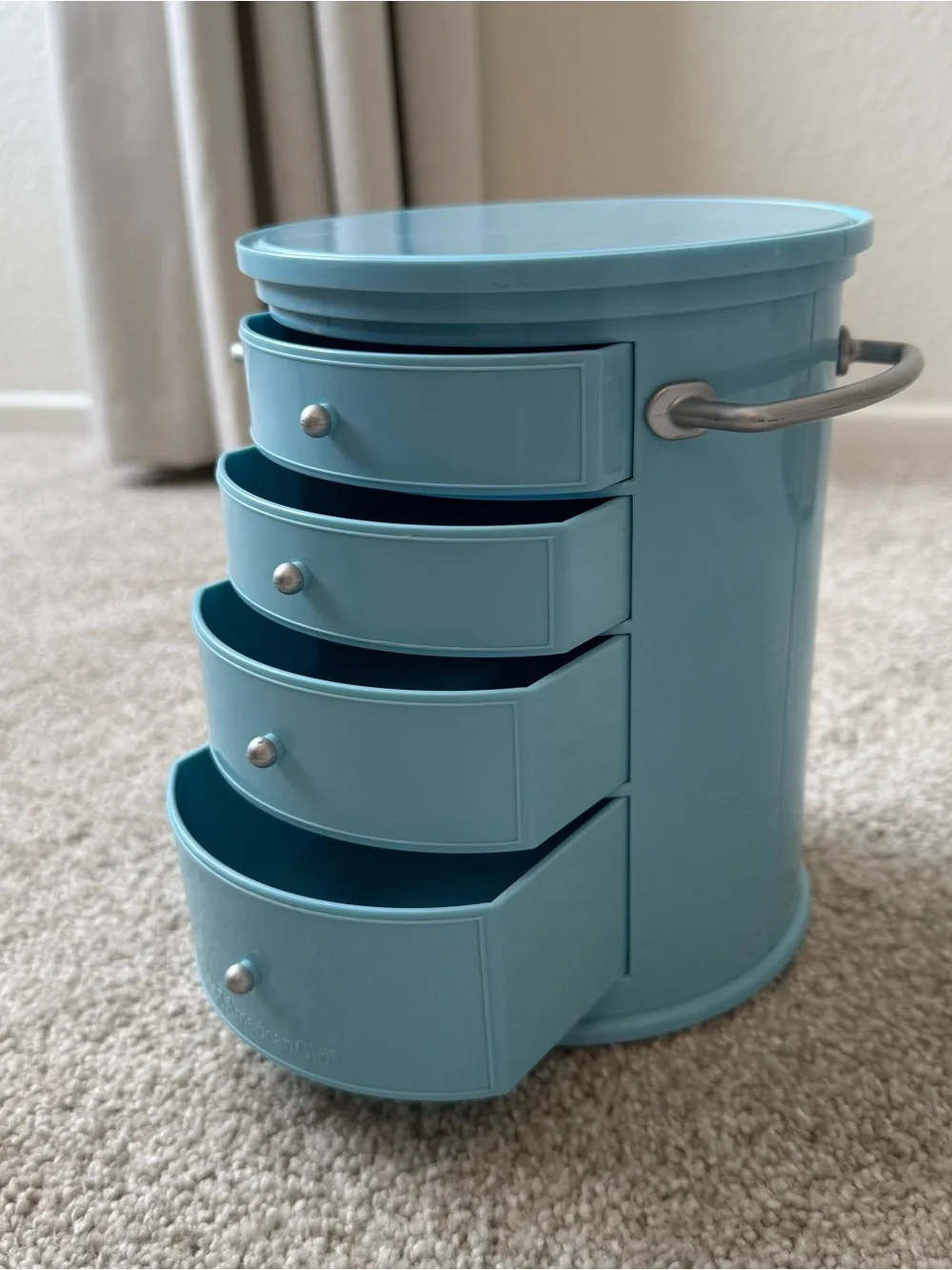American Girl Dresser Retro Mid- Century Blue Round Drawers